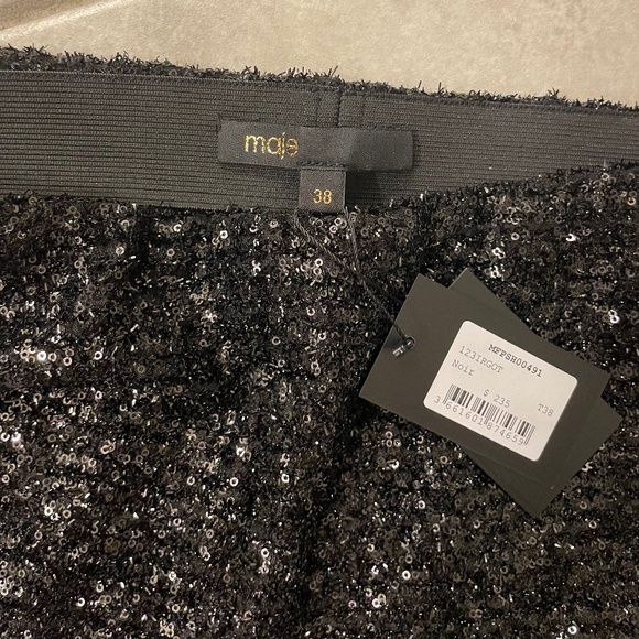 MAJE Black Glittery Cycling Shorts 38/6  Sparkly Bustier Size 2/Medium - Picture 7 of 14